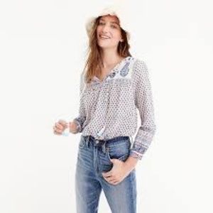 J. Crew Point Sur top floral paisley block print